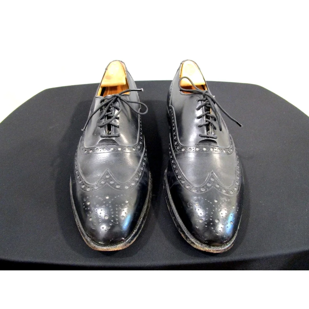 Johnston & Murphy Aristocraft Black Leather Wingtip Oxford Dress Shoes 10.5 E/C